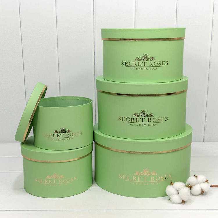 720885/11 Коробки Круглые Набор 1/5 30*16 "Secret Roses" Салатовый 1/8