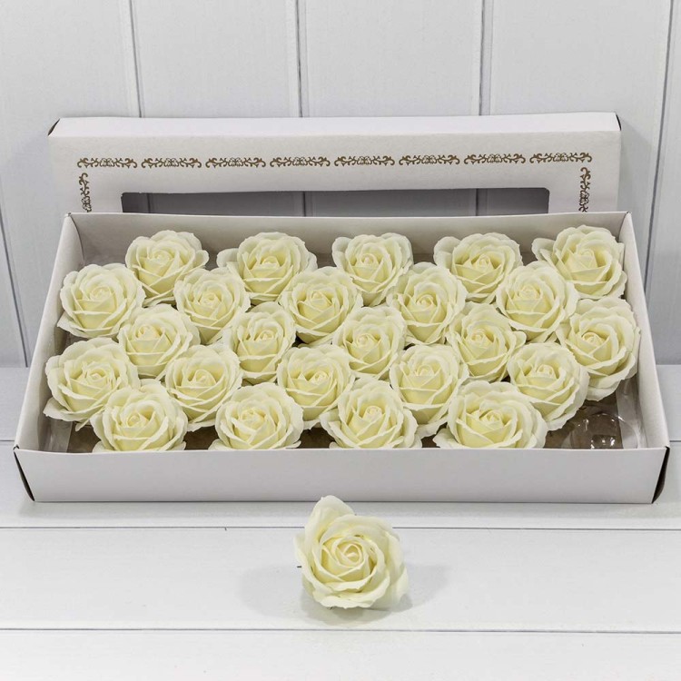 420053/19 Декоративный цветок-мыло "Большая роза" Шампань 6,5*7 25шт. 1/20