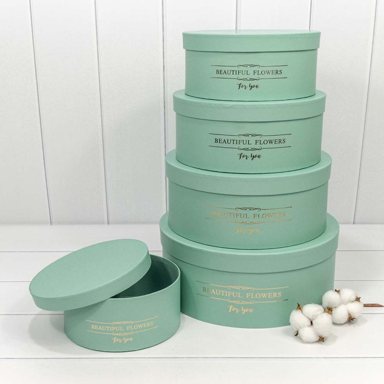 720886/7 Коробки Круглые Набор 1/5 31*12,5 "Beautiful Flowers" Зеленовато-голубой 1/8