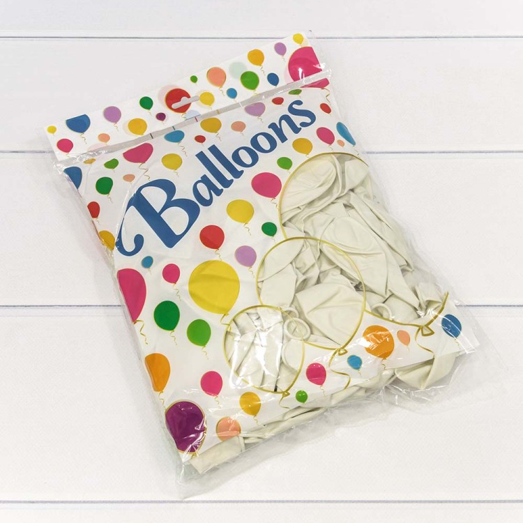 12300/7 Шарики воздушные из латекса "Пастель" 12"/30см (100 шт.) 2,8г Белый 1/50