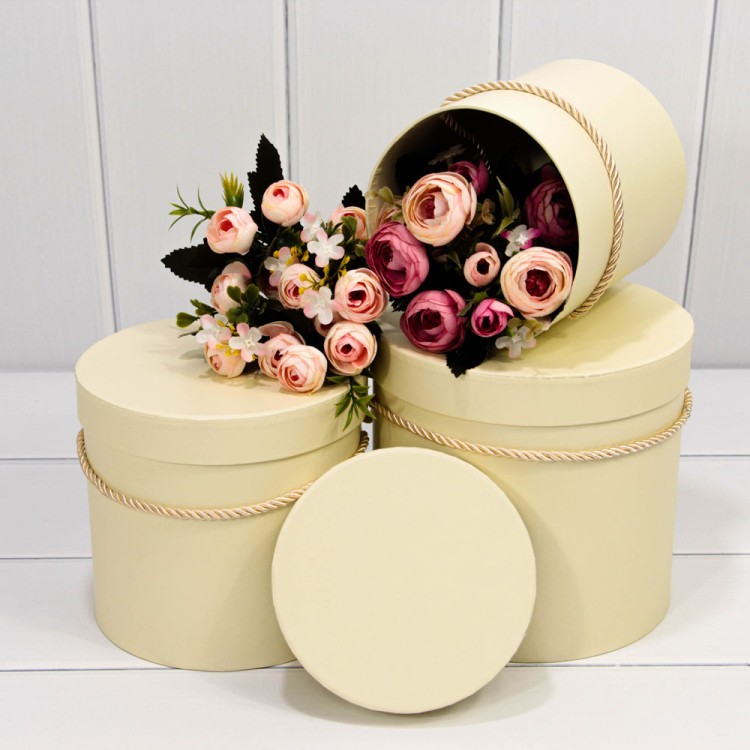 720112/161 Коробки Цилиндр Набор 1/3 18*17 Светло-бежевый 1/12