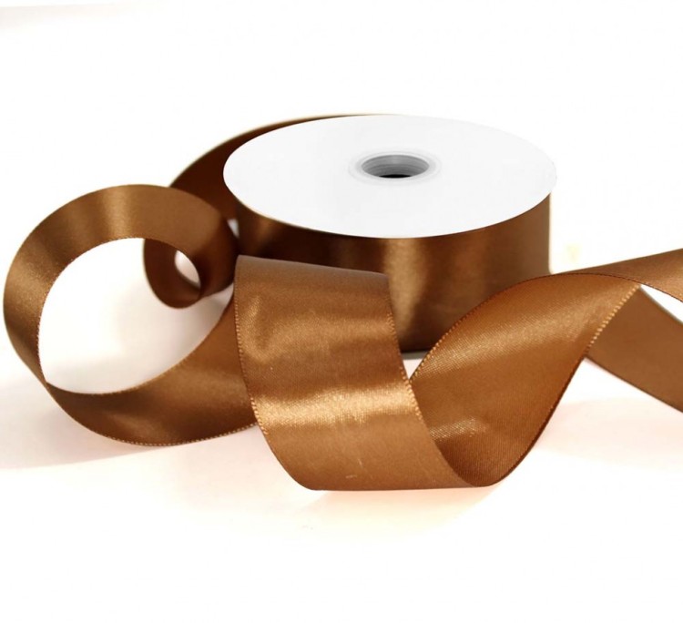 554-38/30 Лента атласная сатин 3,8 см*50 ярдов шоколадный 1/5 1/120