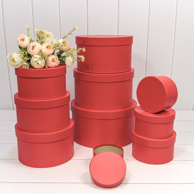 721814/074 Коробки Круглые Набор 1/10 27,5*14,7 Тёмно-красный 1/6