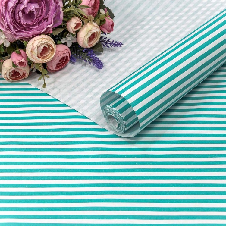 1405/05 Бумага Крафт 0,5*10м белёная 70г "Полоски" Мятный 1/16