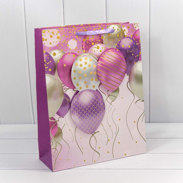 000111A Пакет подарочный с 3D аппликацией "Воздушные шары" (микс) 32*45*15 210г 1/20 1/80