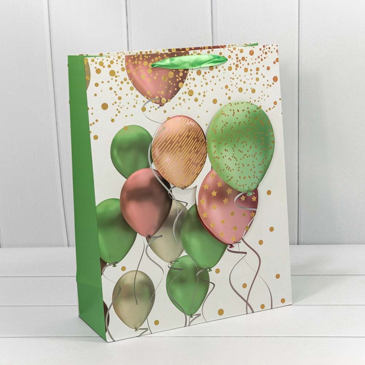 000111A Пакет подарочный с 3D аппликацией "Воздушные шары" (микс) 32*45*15 210г 1/20 1/80