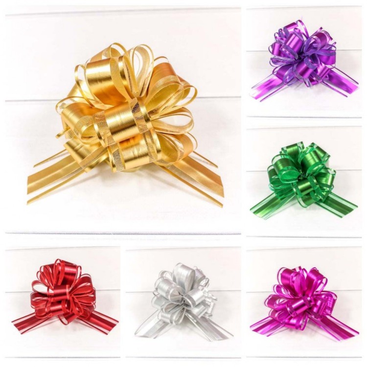 000524-30 Бант-шар "Ажурный" с органзой 3 см (микс) 1/50 1/2000