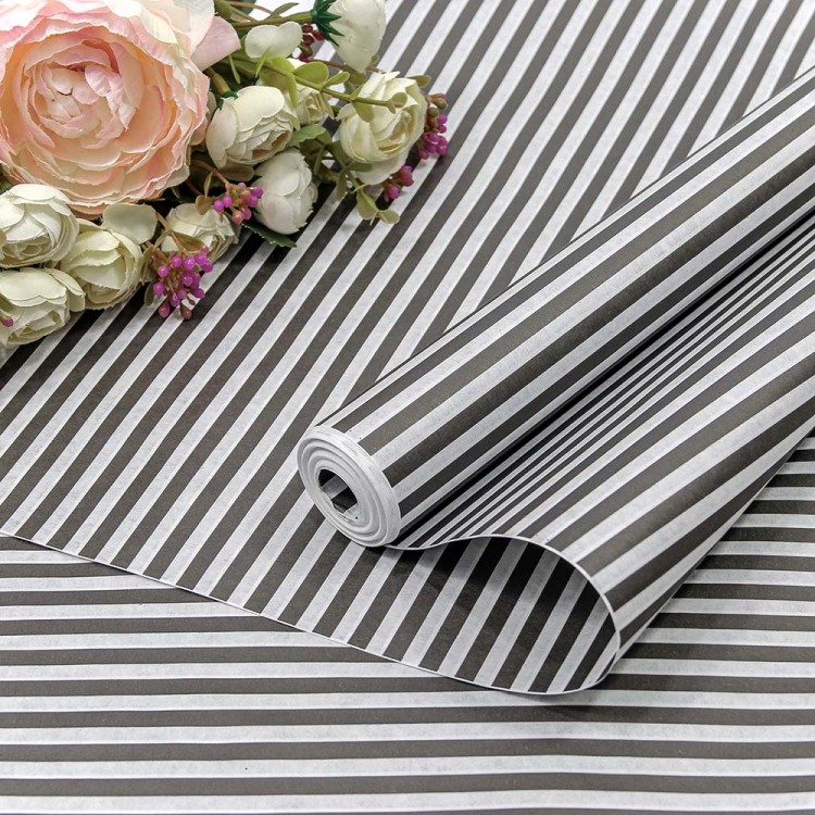 1405/11 Бумага Крафт 0,5*10м белёная двухсторонняя 70г "Полоски" Чёрный 1/16