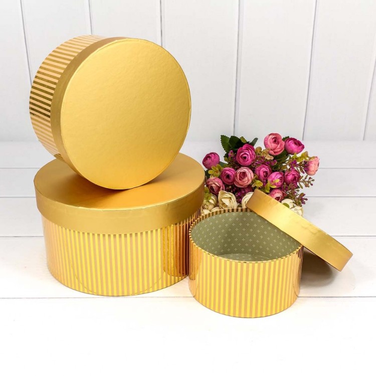 7201000/414 Набор коробок 1/3 круглый 21*11,5 см "Драгоценный" золотой 1/30