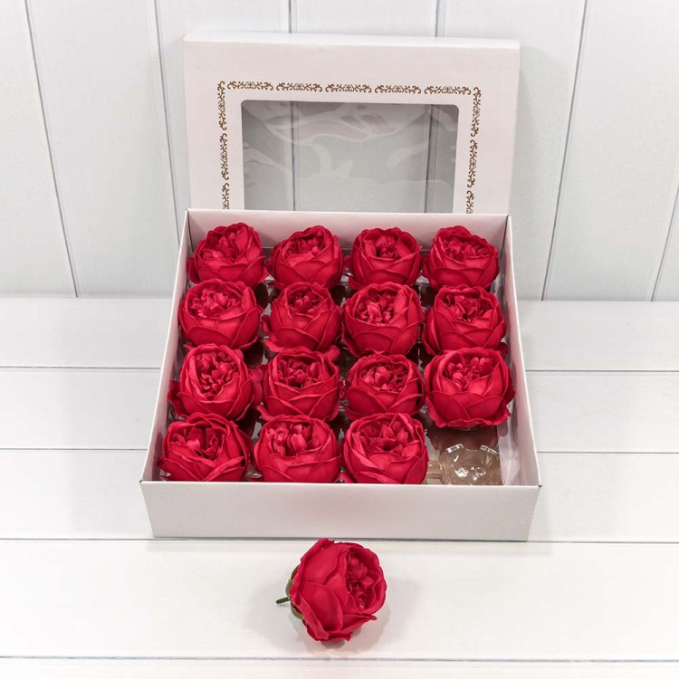 420059/17 Декоративный цветок-мыло "Пион" Красный 8*8 16шт. 1/20