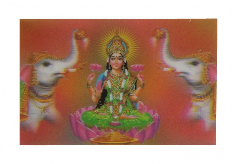 1F034 Карточка с изображением "Лакшми и слоны" 55*87 мм