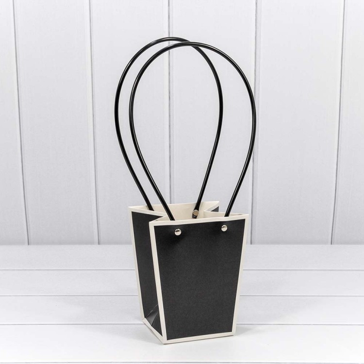 000171G/18 Пакет подарочный "Ваза для цветов" 15,5*13*9,5 Чёрный/Белый 1/10 1/150