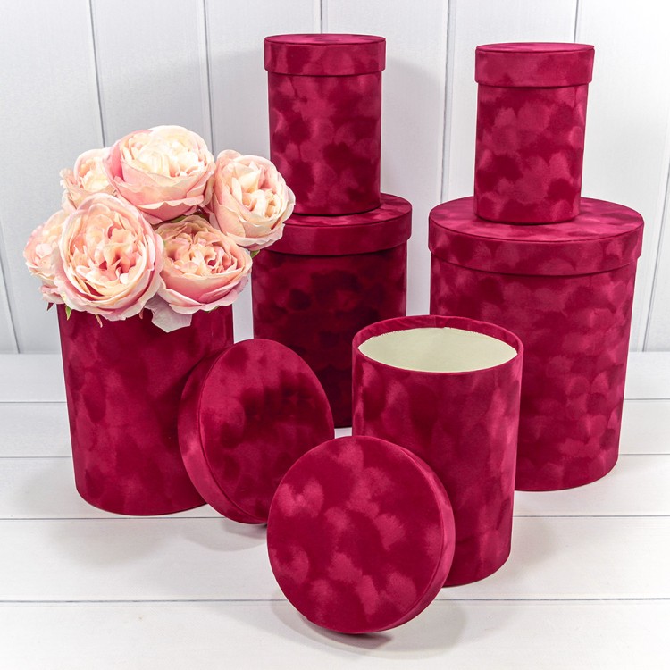 720952/5 Коробки Цилиндр Набор 1/6 21*25,5 "Бархатный" Вишневый 1/6