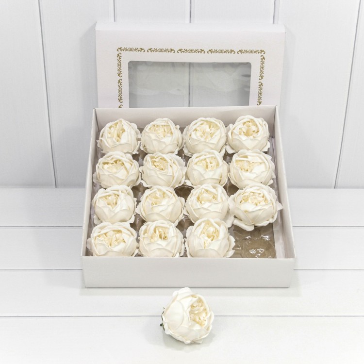 420059/24 Декоративный цветок-мыло "Пион" Белый 8*8 16шт. 1/20