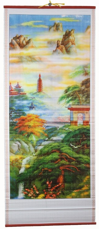 W12 Бумажное панно с рисунком Пагода 320х840 мм