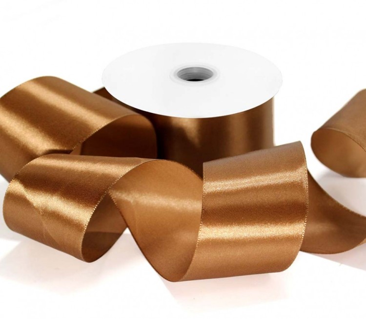 554-50/30 Лента атласная сатин 5 см*50 ярдов шоколадный 1/3 1/96 