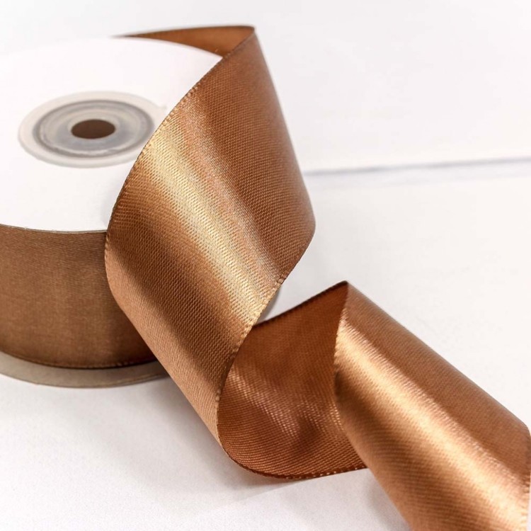 555-38/30 Лента атласная 3,8 см*25 ярдов шоколадная 1/5 1/120