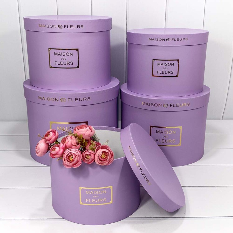 7215006/1537 Коробки Цилиндр Набор 1/5 32*24,5 "Maison des Fleurs" Сиреневый 1/4