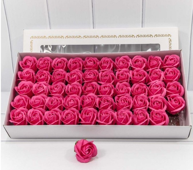 420055/16 Декоративный цветок-мыло "Роза" класс А Яркий пурпурно-красный 5,5*4 50шт 1/20	