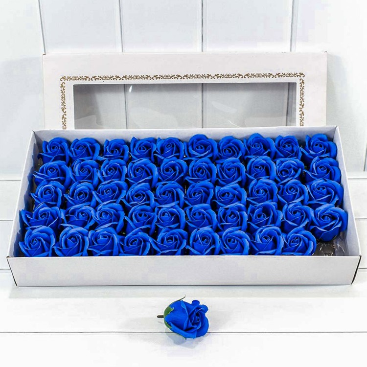 420055/13 Декоративный цветок-мыло "Роза" класс А Синий 5,5*4 50шт. 1/20 