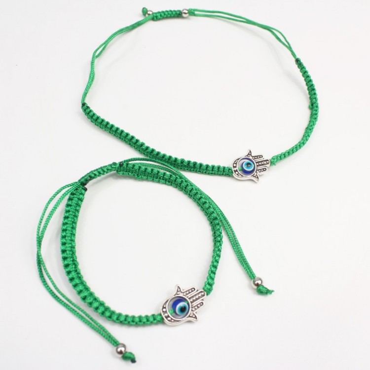 200205 Браслет от сглаза "Рука Фатимы" (зеленый) d=50(100) мм