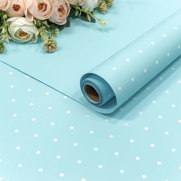 1691/290	Плёнка 0,58*10м матовая "Мелкий горошек" 65мкм Голубой 1/30