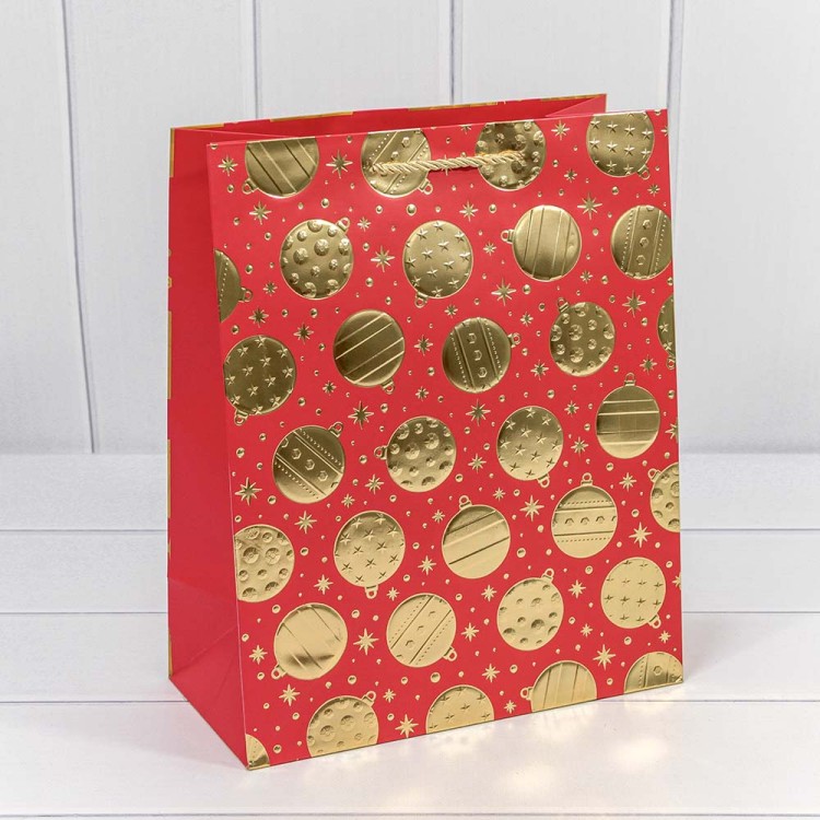 300298C Пакет подарочный с тиснением "Золотые шары" (микс) 26*32*13 210г 1/20 1/240