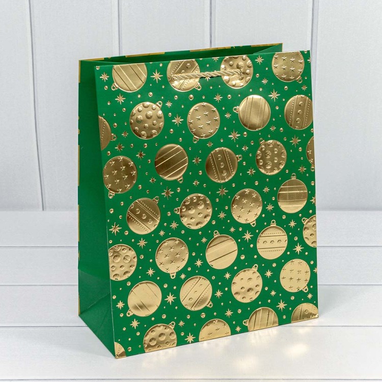 300298C Пакет подарочный с тиснением "Золотые шары" (микс) 26*32*13 210г 1/20 1/240