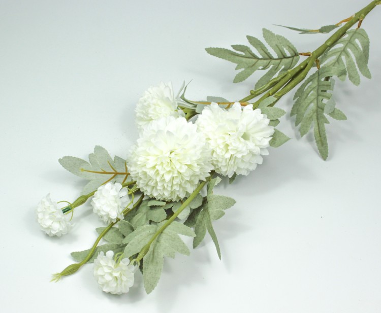 303-01-080/03 Искусственные цветы Ветка Хризантемы 80 см Белый 1/1 