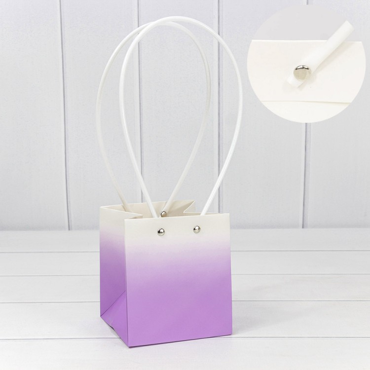 000184F/2 Пакет подарочный "Ваза для цветов" 13*11,5*11,5 "Градиент" Сиреневый 1/10 1/150