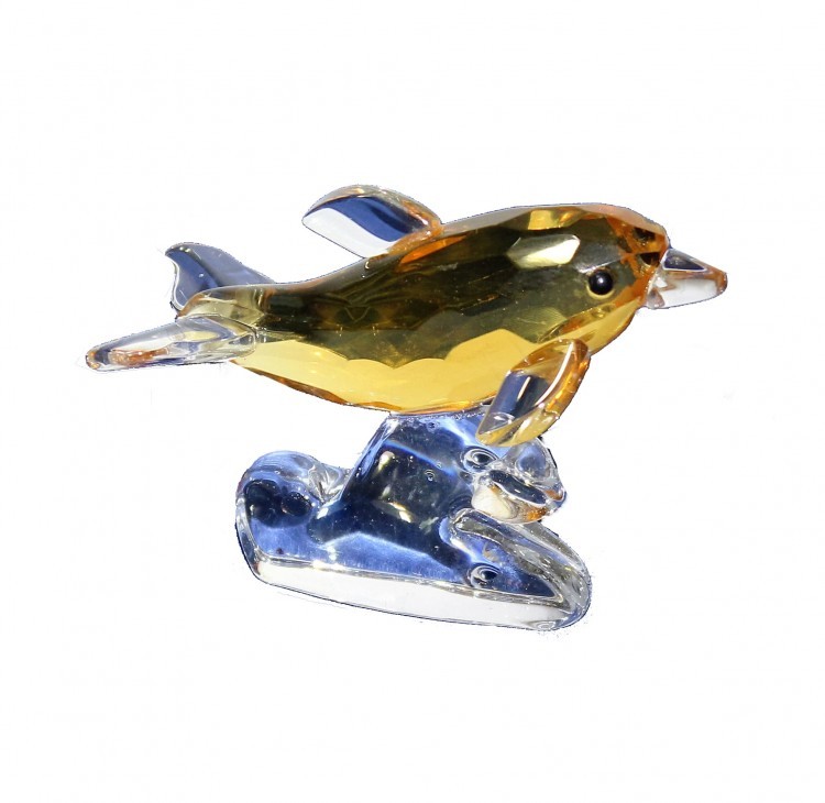 ХН58-6G Дельфин из хрусталя 7,3х3,5х5,3 см желтый