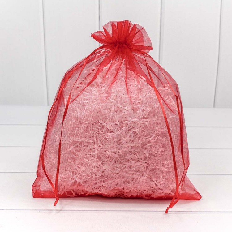 000801-3C Мешочки из органзы 26*32 см однотонные красный 1/100 1/2000 