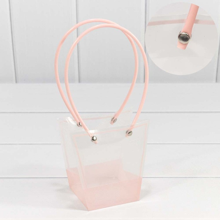 000175H Пакет пластиковый "Ваза для цветов" 12*12,5*8 Розовый 1/10 1/400