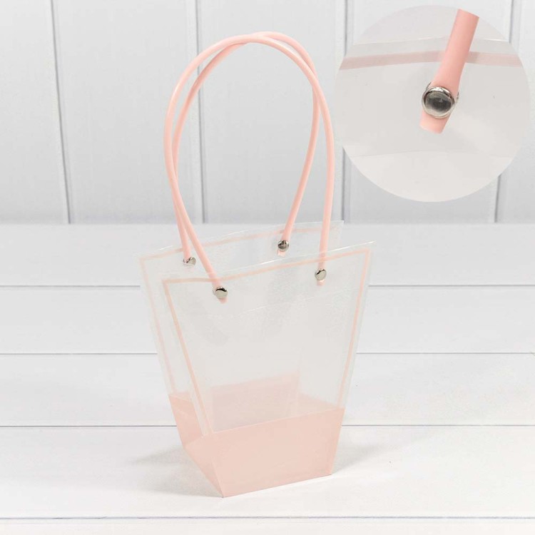 000175G Пакет пластиковый "Ваза для цветов" 16*16*8 Розовый 1/10 1/300