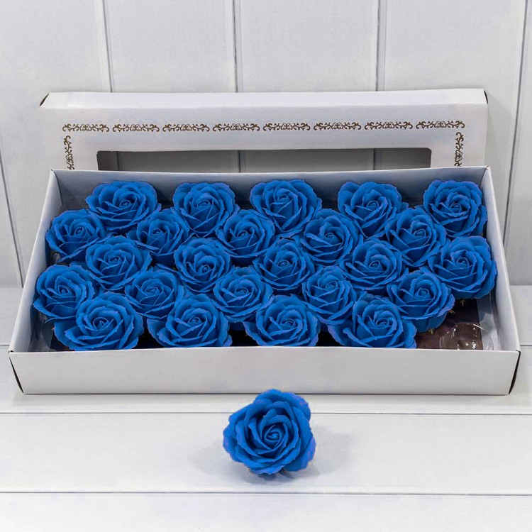 420053/13 Декоративный цветок-мыло "Большая роза" (25 штук в упаковке) 6,5*7 см Синий 1/20