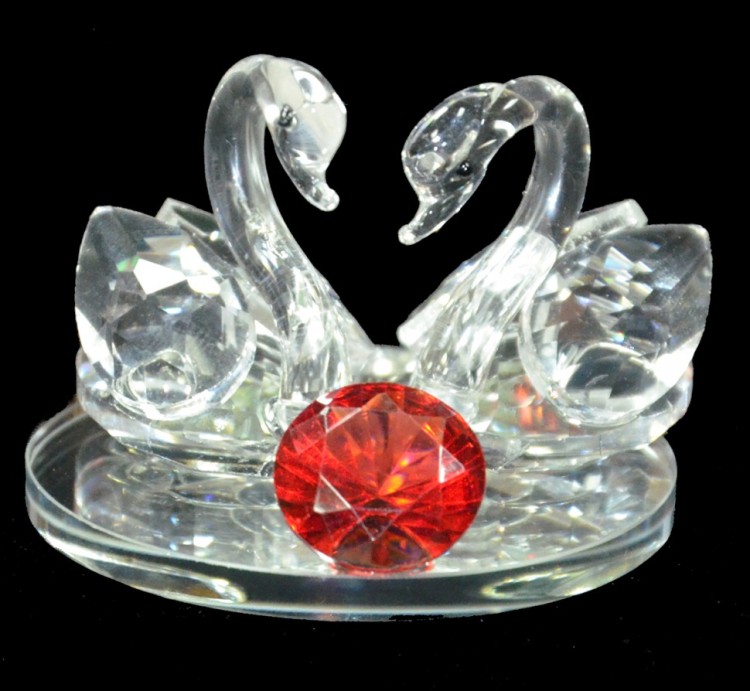 XH102-20 Пара лебедей (с красным бриллиантом) 5 см