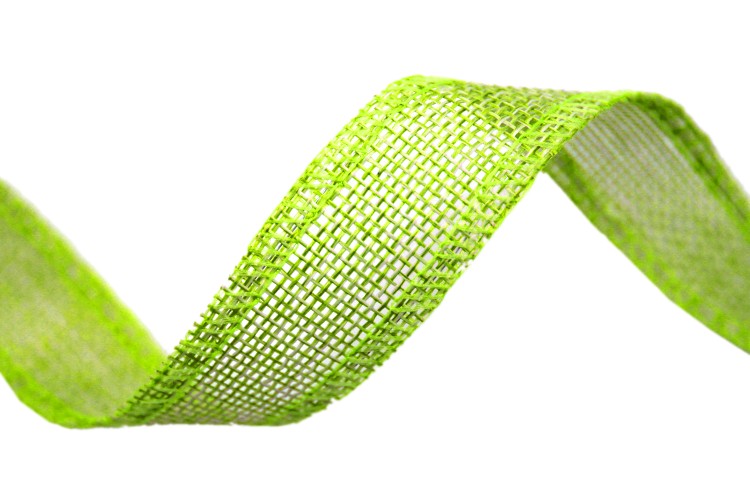 5511-25/6 Лента декоративная из искусственного льна с проволокой 2,5 см*25 ярд светло-зеленый 1/100