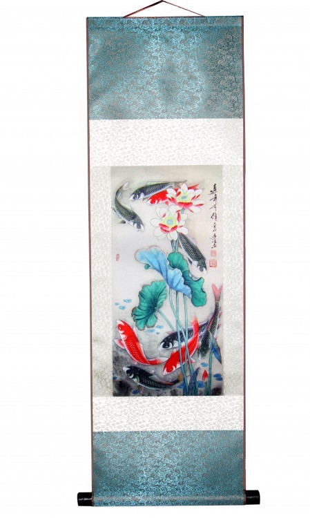 888102-24 Панно из шёлка "Рыбы" (34,5х96 см)