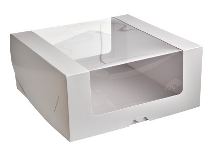 У02096 Коробка для торта с круговым окном 250*250*110 бел/бел 1/25