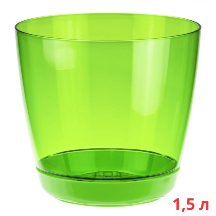 М3050/1 Кашпо ОРХИДЕЯ D140мм 1,5л с поддоном  Зеленый прозрачный