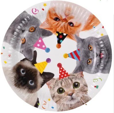 1502-6546 Тарелка Котики фотографичные 23см 6шт/G