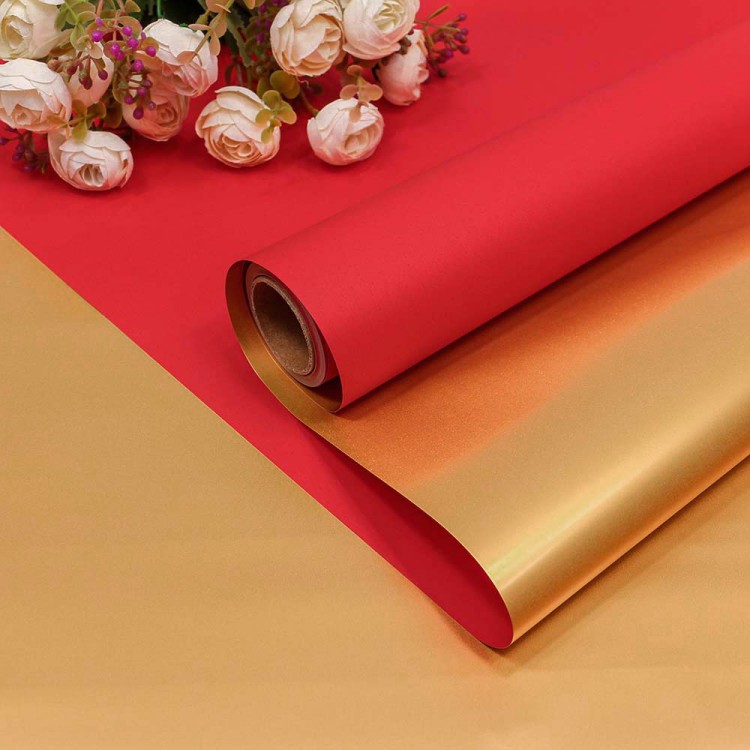 1611/185	Плёнка 0,58*10м матовая двухсторонняя 50мкм Золотой/Красный 1/30	