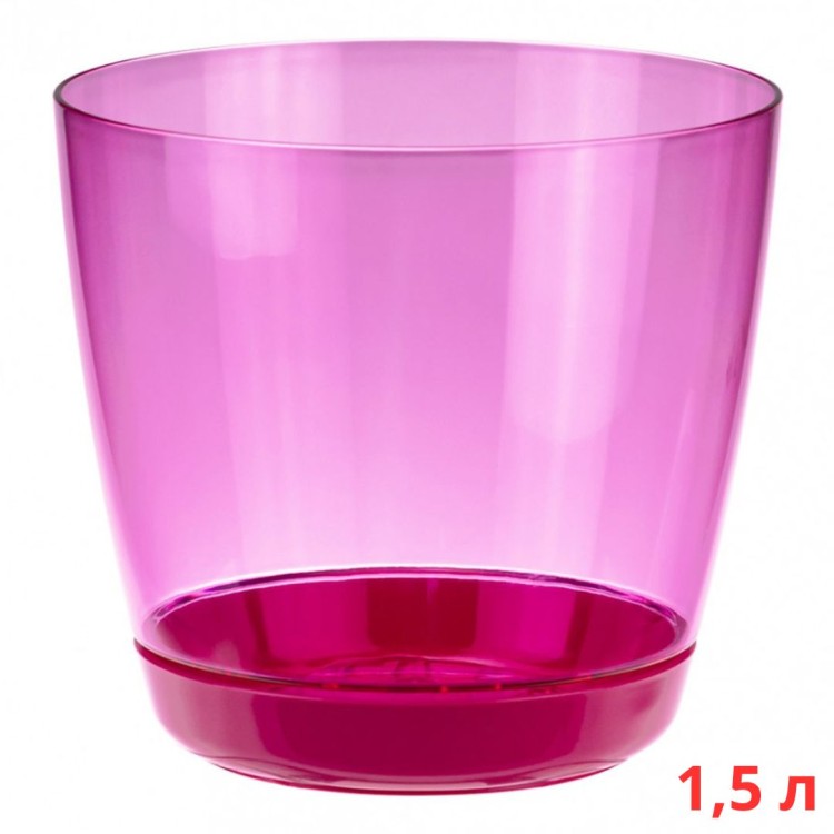 М3050/3 Кашпо ОРХИДЕЯ D140мм 1,5л с поддоном  Розовый прозрачный