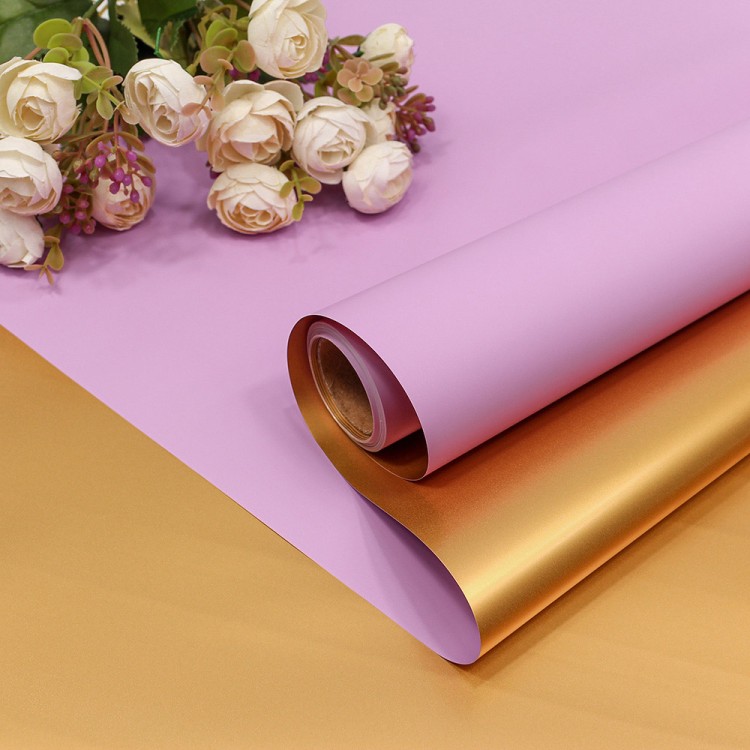 1611/243	Плёнка 0,58*10м матовая двухсторонняя 50мкм Золотой/Светлая слива 1/30