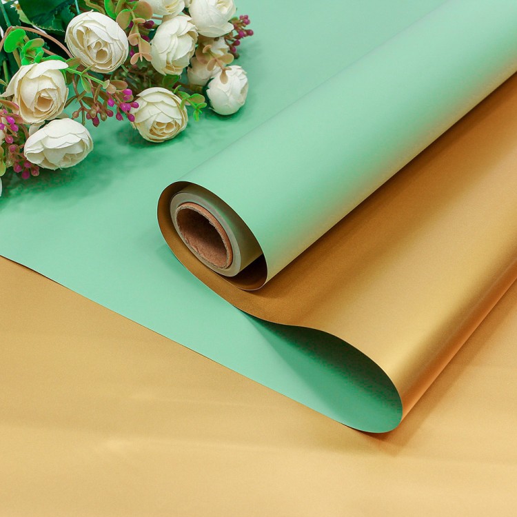 1611/331	Плёнка 0,58*10м матовая двухсторонняя 60мкм Золотой/Магическая мята 1/30	