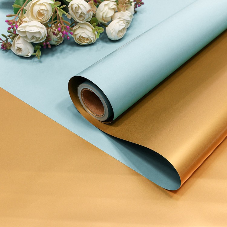 1611/545	Плёнка 0,58*10м матовая двухсторонняя 60мкм Золотой/Голубой 1/30