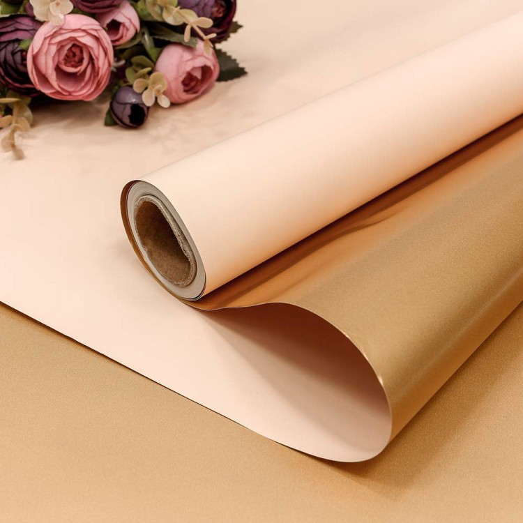 1611/691	Плёнка 0,58*10м матовая двухсторонняя 60мкм Золотой/Нежно-розовый 1/30