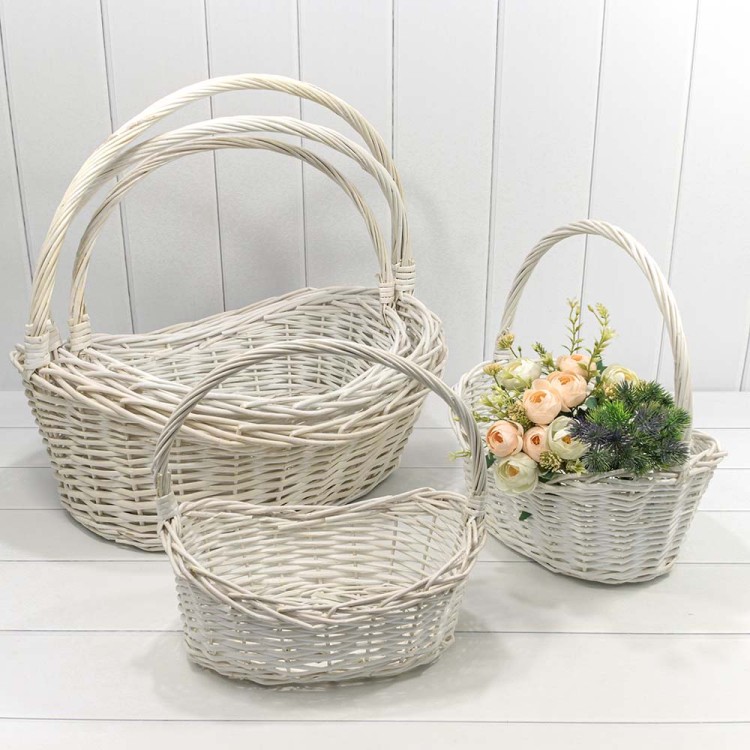 420800/1 Корзины плетёные "Китайский слиток" Набор 1/5 58*40*17/48 (±5%) с ручкой Белый 1/4