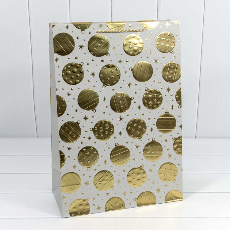 300298A Пакет подарочный с тиснением "Золотые шары" (микс) 31*45*15 210г 1/20 1/120