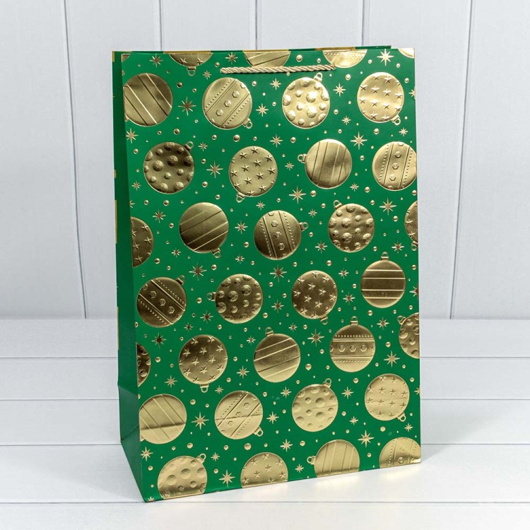 300298A Пакет подарочный с тиснением "Золотые шары" (микс) 31*45*15 210г 1/20 1/120